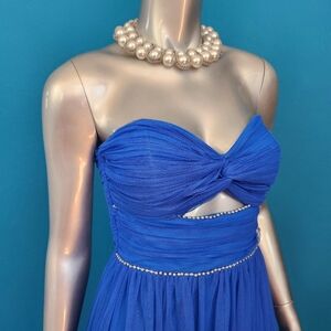 🆕️✨️ TRENDYOL Tulle Cobalt Blue Midi Dress w/ Rhinestone Embellishments / (NWT)